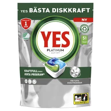 YES YES Platinum All in One, konetiskiaine 51 kpl 8700216240024 Vastaa: N/A