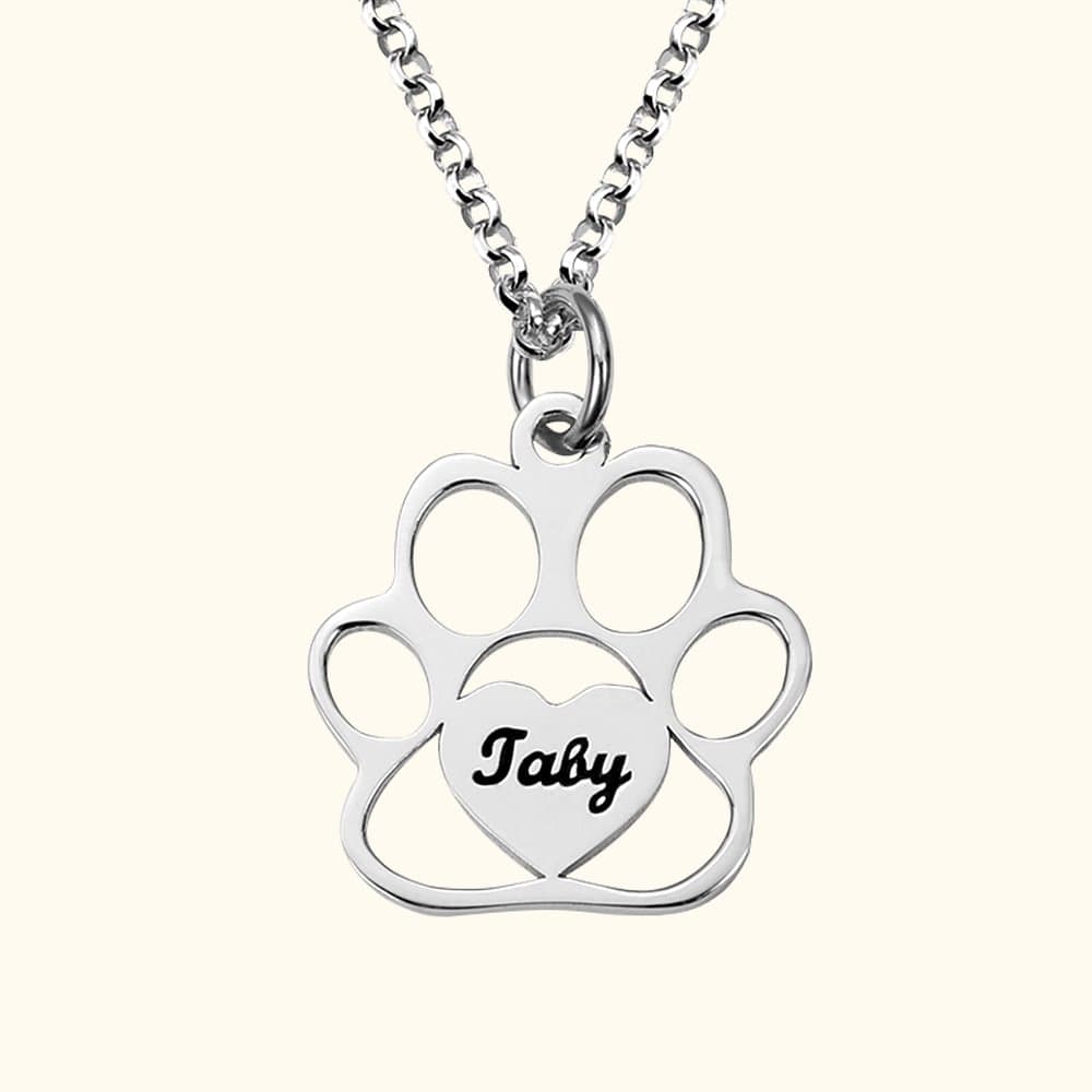 Pet Paw Name Necklace