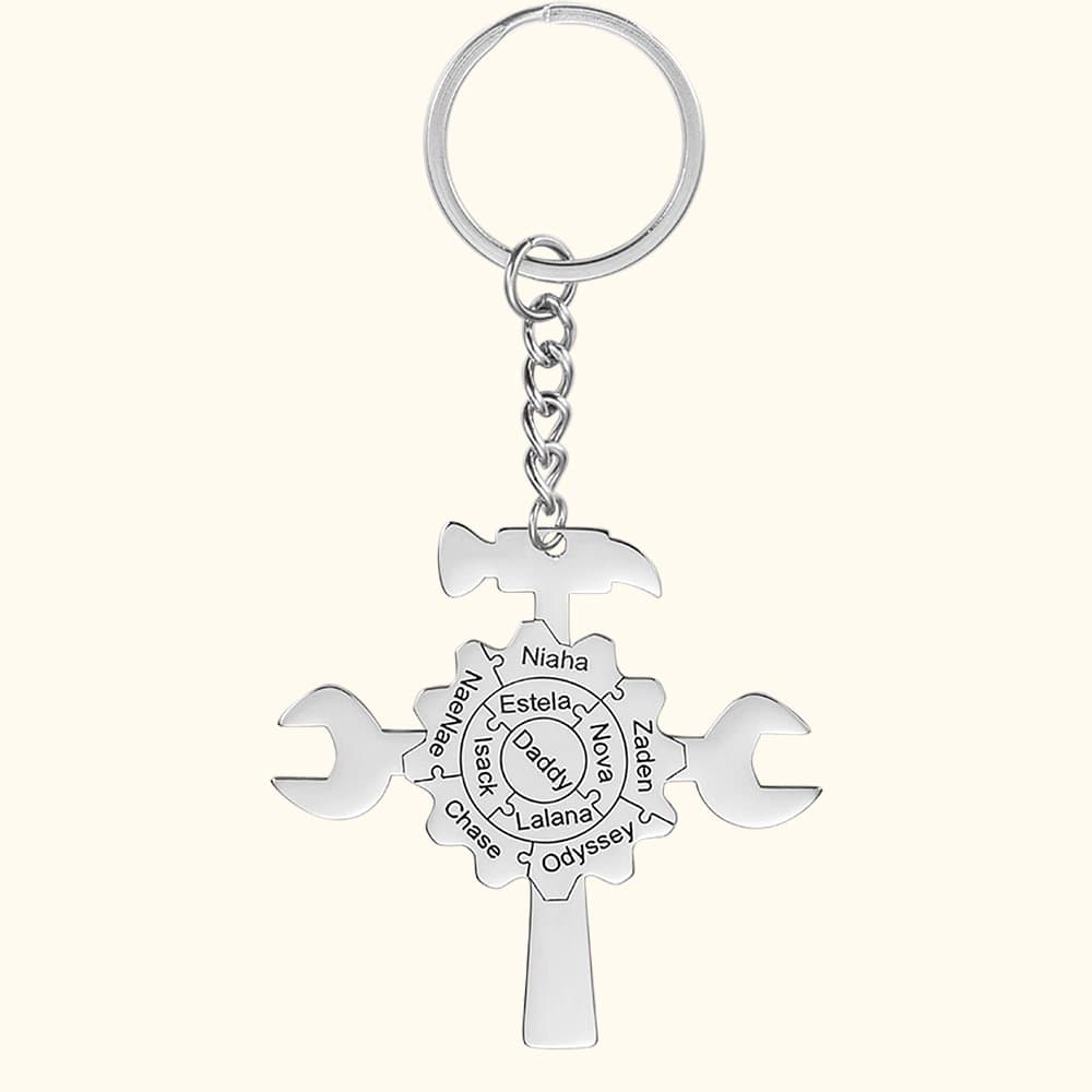 Custom Työkalut Puzzle Avaimenperä Hammer & Gear & jakoavain Lahja isälle