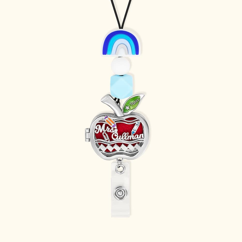 Henkilökohtainen Apple Aromaterapia riipus ID haltija Rainbow helmiä Lanyard