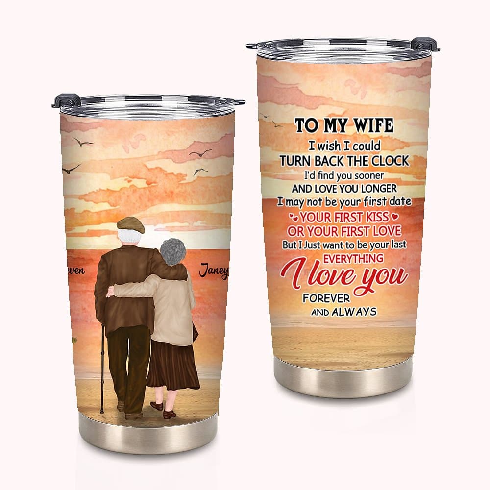 Henkilökohtainen vanha pari katsomassa auringonlaskua 20oz Tumbler vuosipäivä Päivittäinen käyttö