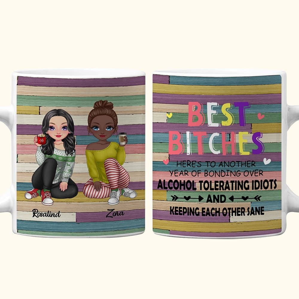 Henkilökohtainen Best Bitches Best Sisters Ystävät Valkoinen keraaminen muki toimistoon ja kotiin