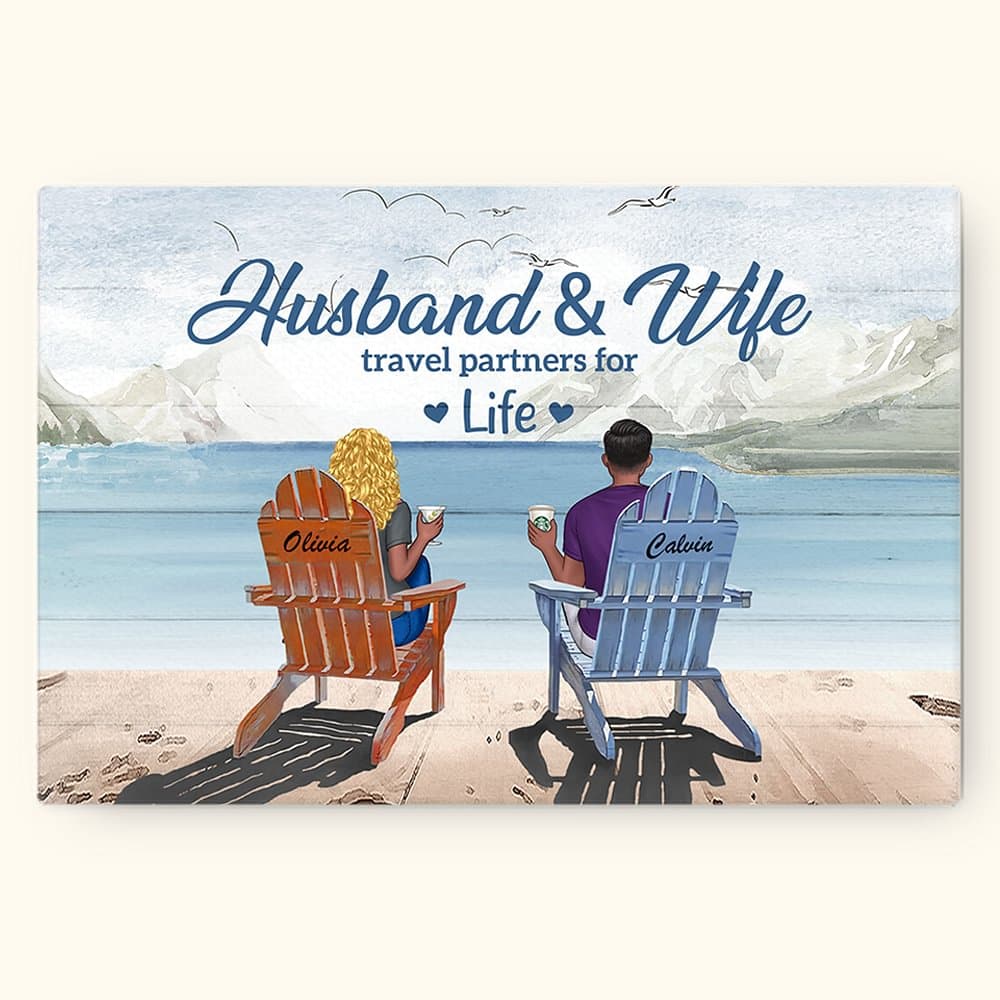 Henkilökohtainen aviomies ja vaimo Beach Vacation Travel Poster Kehyksetön maalaus pari joulu huoneen sisustus