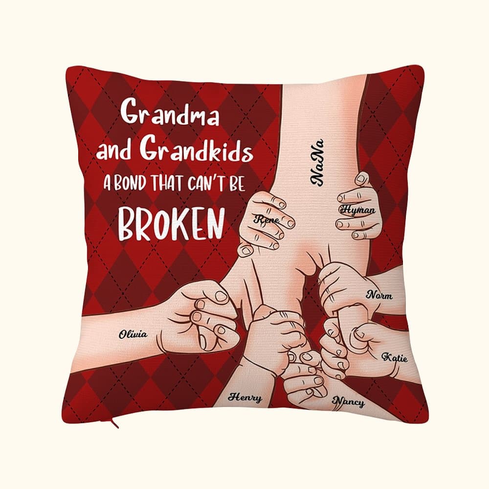 Henkilökohtainen Bond Can't Be Broken Tyynynpäällinen Plaid Pattern Family Hold Hands Tyynynpäällinen joulu kiitospäivä isovanhempien