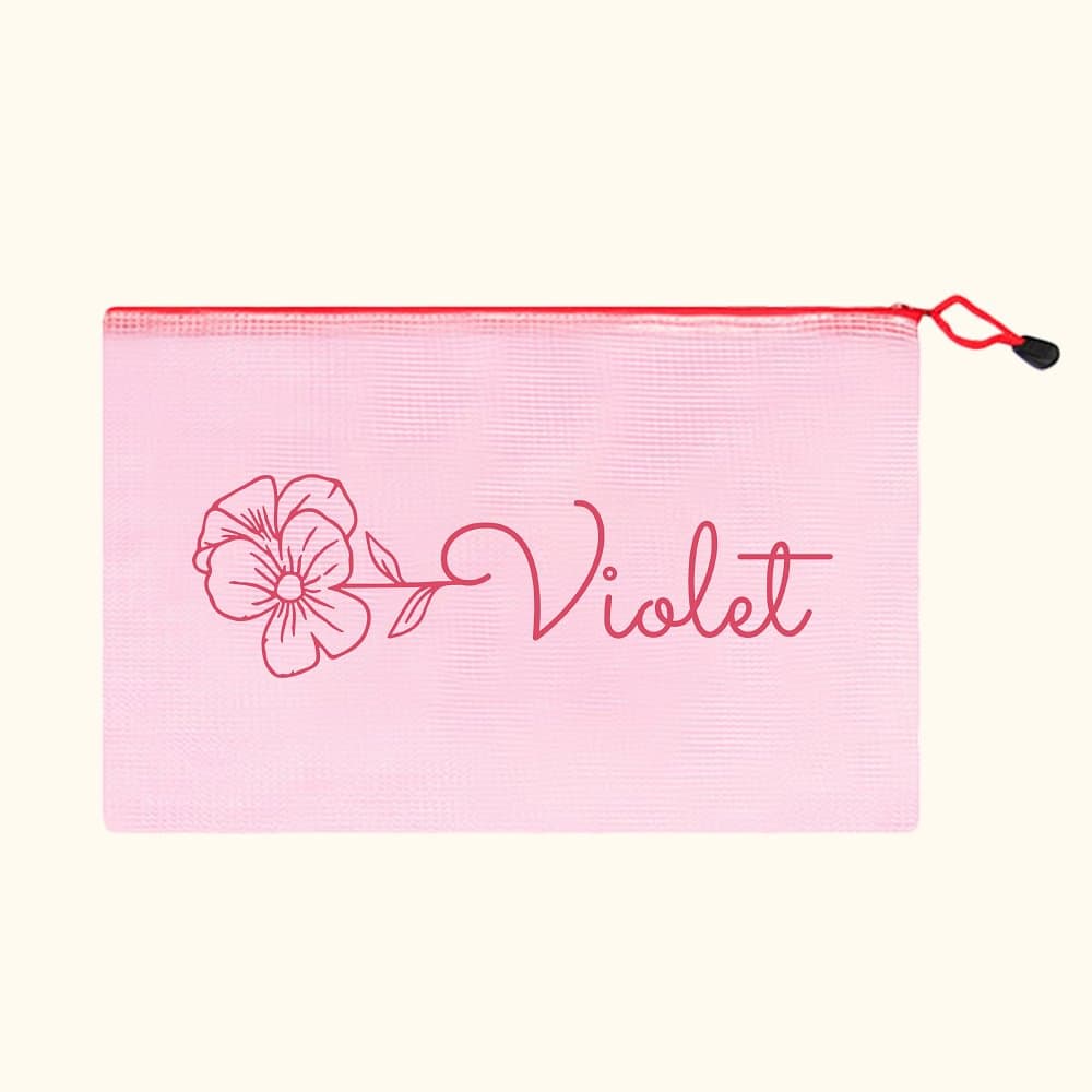 Henkilökohtainen Syntymä Kukka Kosmeettinen laukku nimi Vedenpitävä Beach Pool Accessory Morsiusneito Häät Syntymäpäivä Party Favor hänelle
