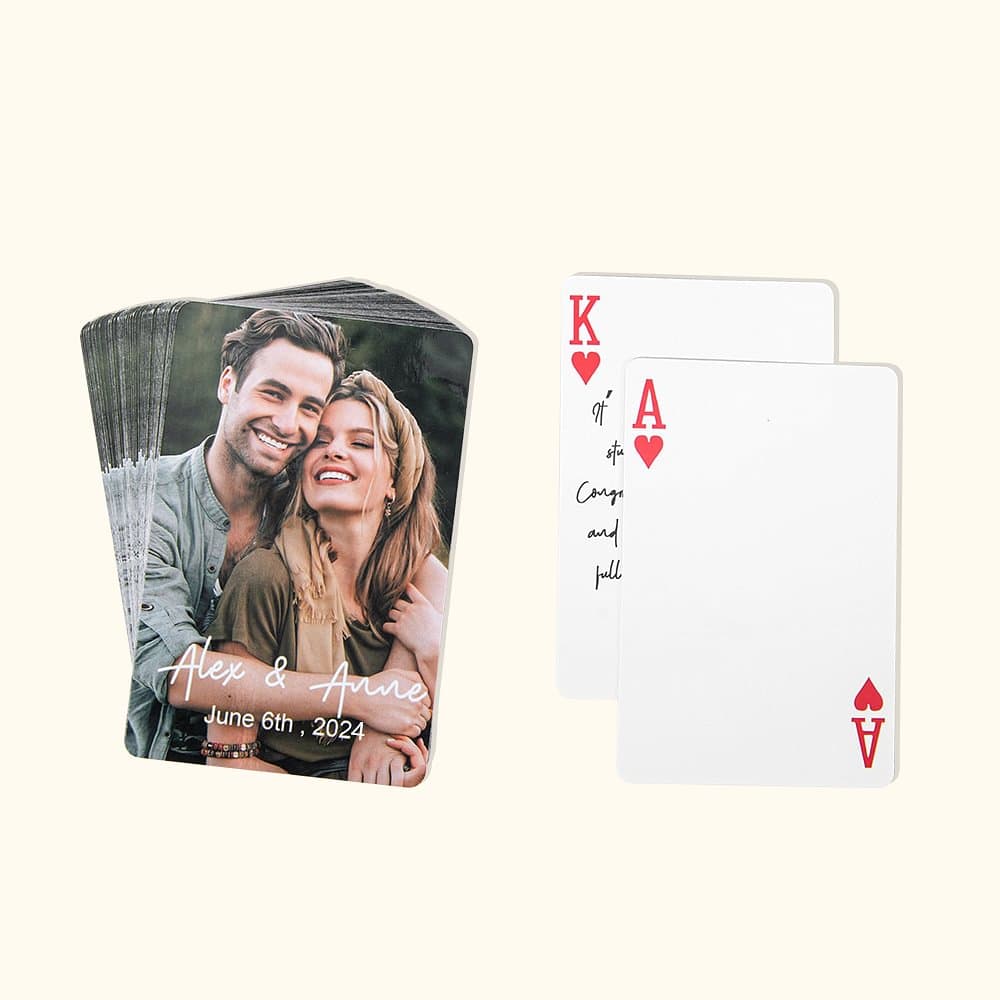 Henkilökohtainen häät vieraskirja Vaihtoehtoinen Photo Poker Cards kaksi Marker Kynät häät Keepsakes