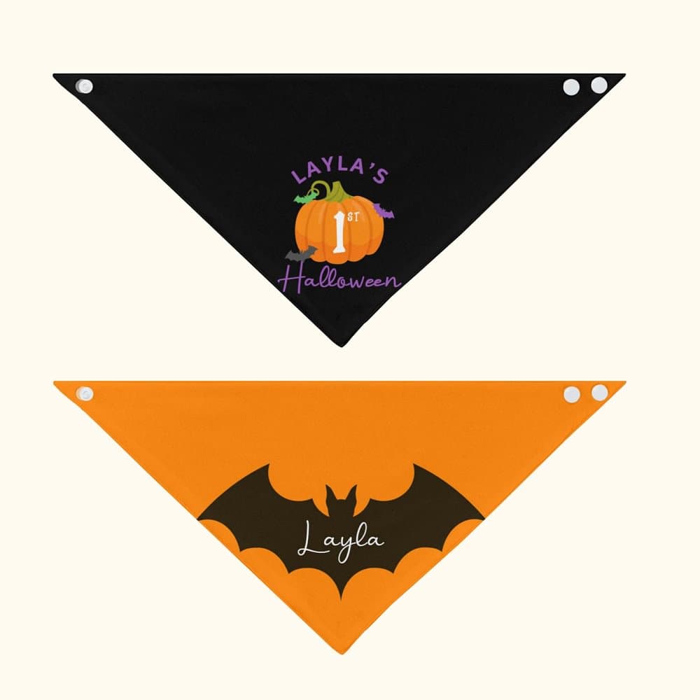 Henkilökohtainen Bat Pumpkin Säädettävä 100% puuvillaa Baby Bandana Bib nimellä 1. Halloween Baby Shower lahja vauvalle Tytöt Pojat