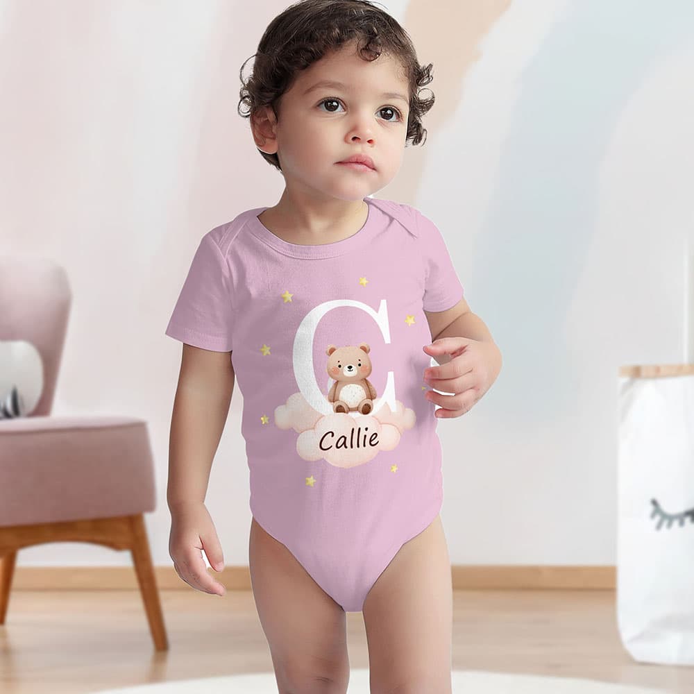 Henkilökohtainen söpö metsäeläimet monivärinen Initial 100% puuvillaa Baby Bodysuit nimi Baby Shower syntymäpäivälahja pojille tytöille