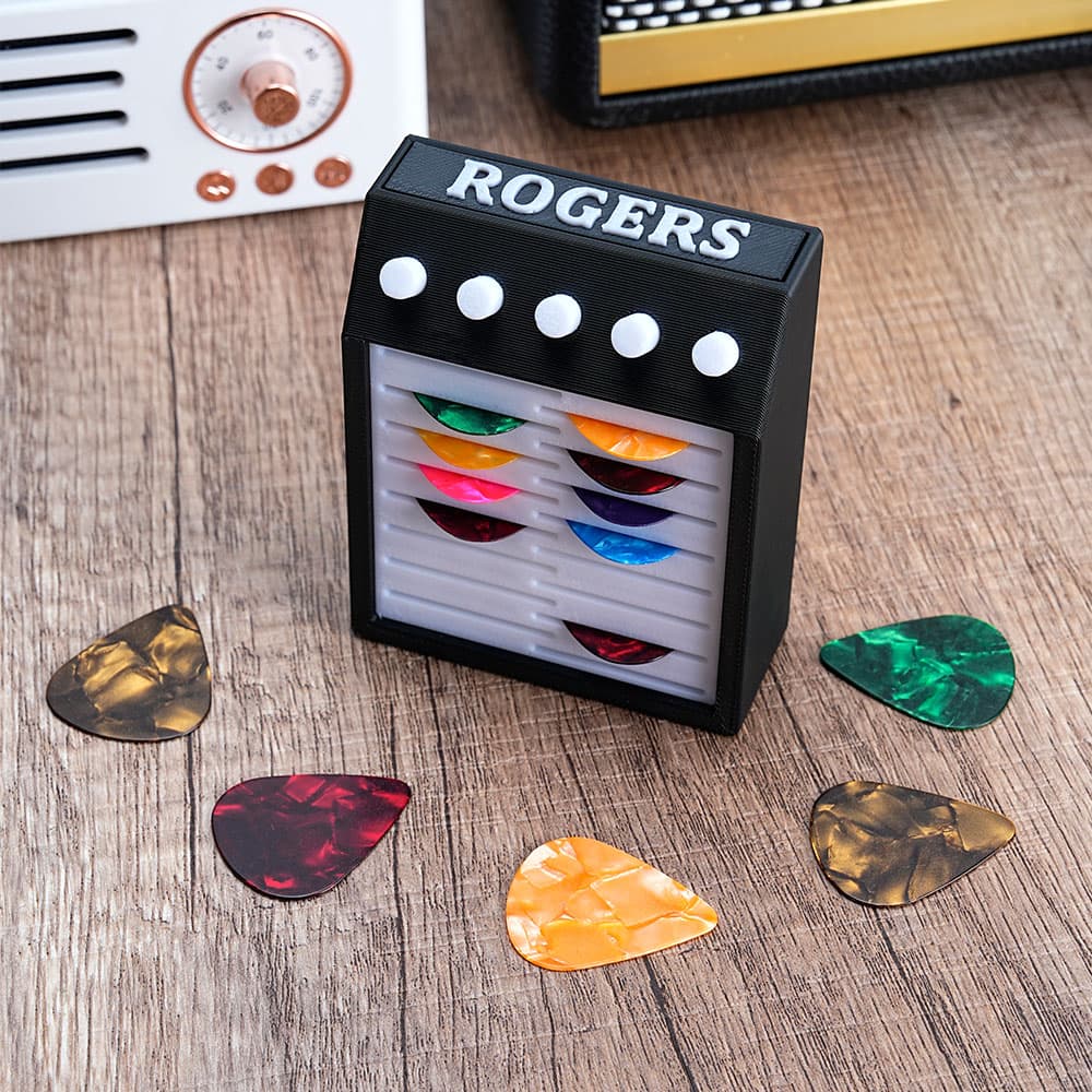 Henkilökohtainen 3D painettu Amp Guitar Pick Holder nimi Guitar Accessory syntymäpäivälahja kitaransoittajille musiikin ystäville