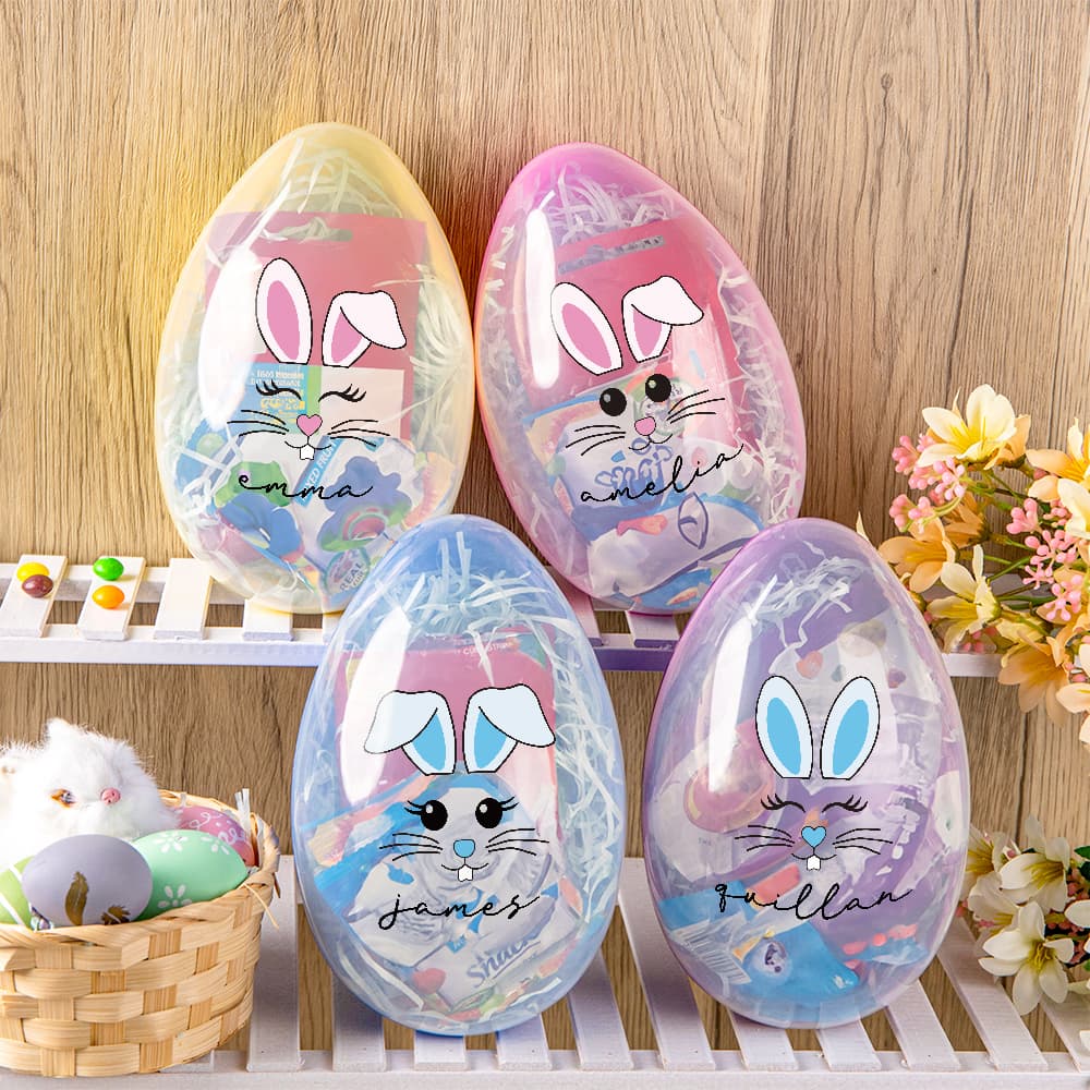 Henkilökohtainen söpö Bunny Expression korvat pääsiäismuna nimi pääsiäinen metsästys syntymäpäiväjuhla lahja lapsille