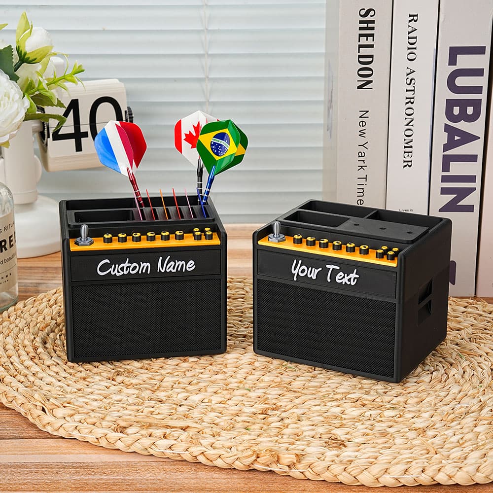 Henkilökohtainen 3D painettu Guitar Amp malli Guitar Picks Holder Darts haltija nimi syntymäpäivälahja kitaransoittajille Darts rakastaja