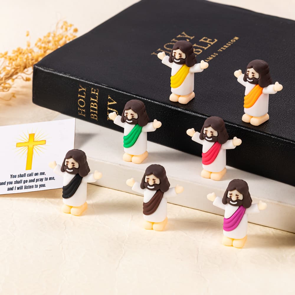Henkilökohtainen miniatyyri vauva Jeesus hahmo siunauskortti asettaa työpöydän sisustus uskonnollinen kaste pääsiäinen kori puskuri lahja