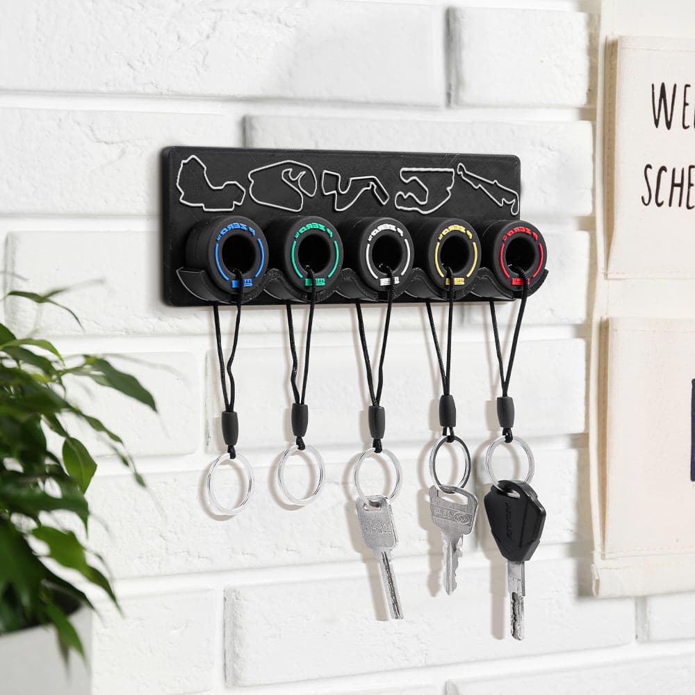Henkilökohtainen 3D painettu Race Circuit Track Wall Key Hanger kanssa 1-5 renkaat avaimenperät Home Decor syntymäpäivälahja F1 Racing ystäville