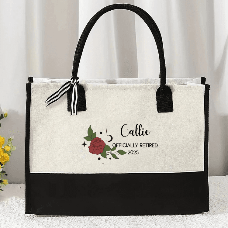 Henkilökohtainen 12 Zodiac Floral Canvas Kangas Kangaskassi nimi Kannettava suuri kapasiteetti Äitienpäivä Syntymäpäivä eläkkeelle siirtyminen
