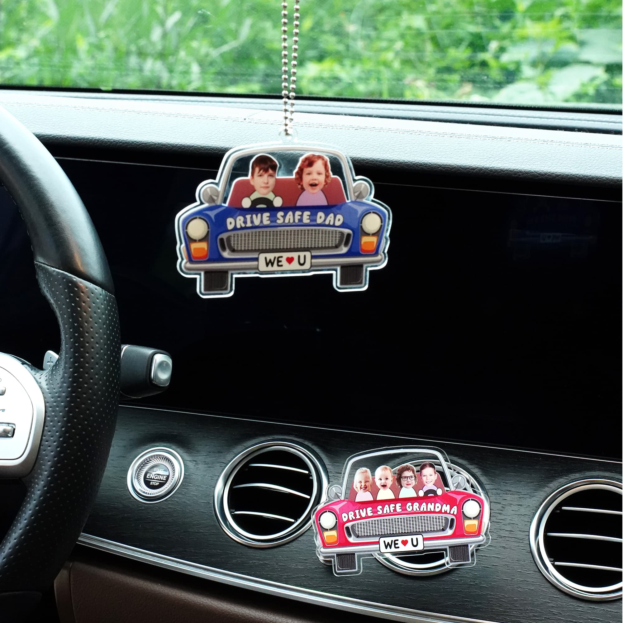 Henkilökohtainen Lapset kasvot valokuva akryyli auton roikkuu Ornamentti Sunvisor Clip Air Vent Clip auton sisustus syntymäpäivälahja perheelle