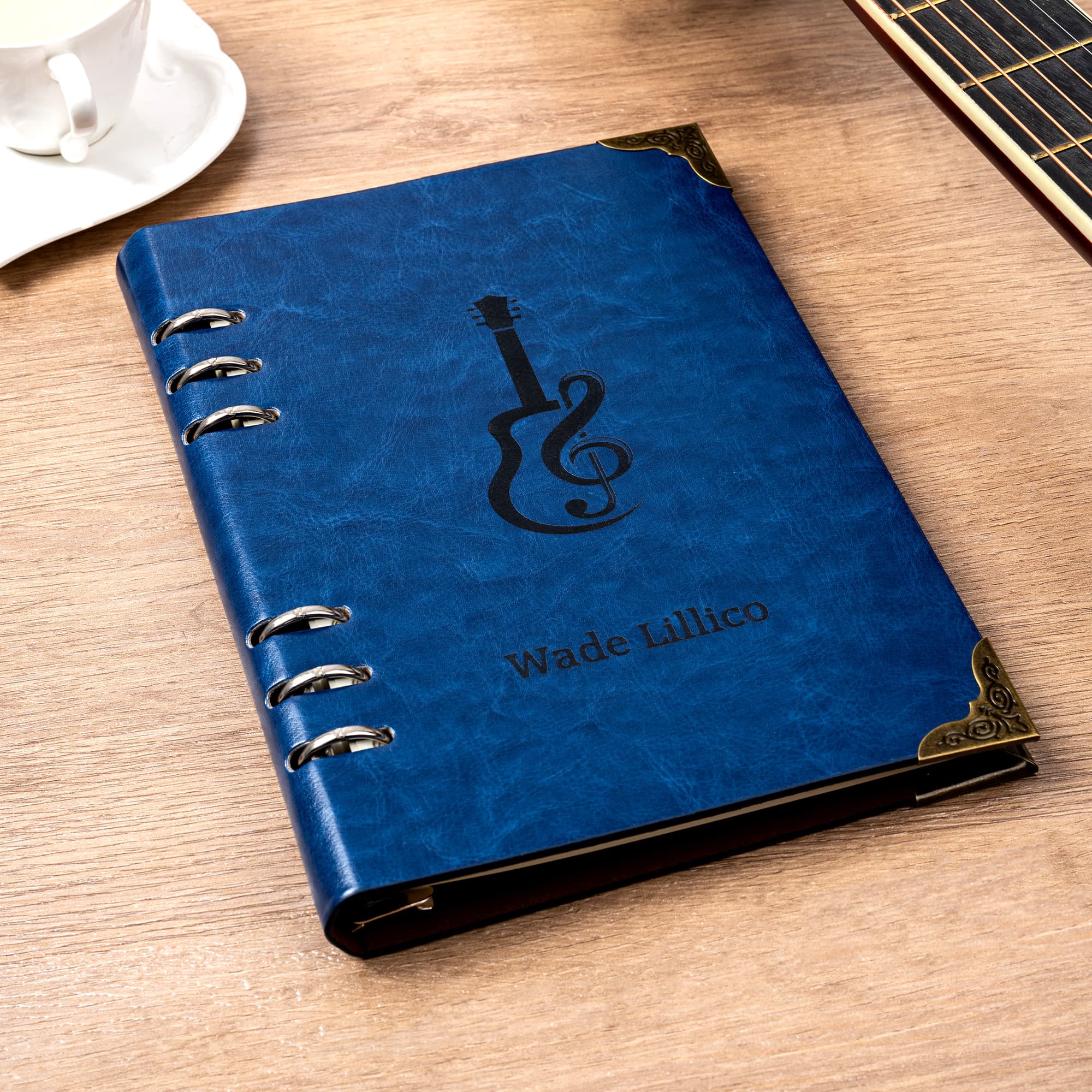 Henkilökohtainen Vintage Guitar PU Nahka Lyric Journal Notebook tekstillä Music Studio Essential syntymäpäivälahja muusikoille