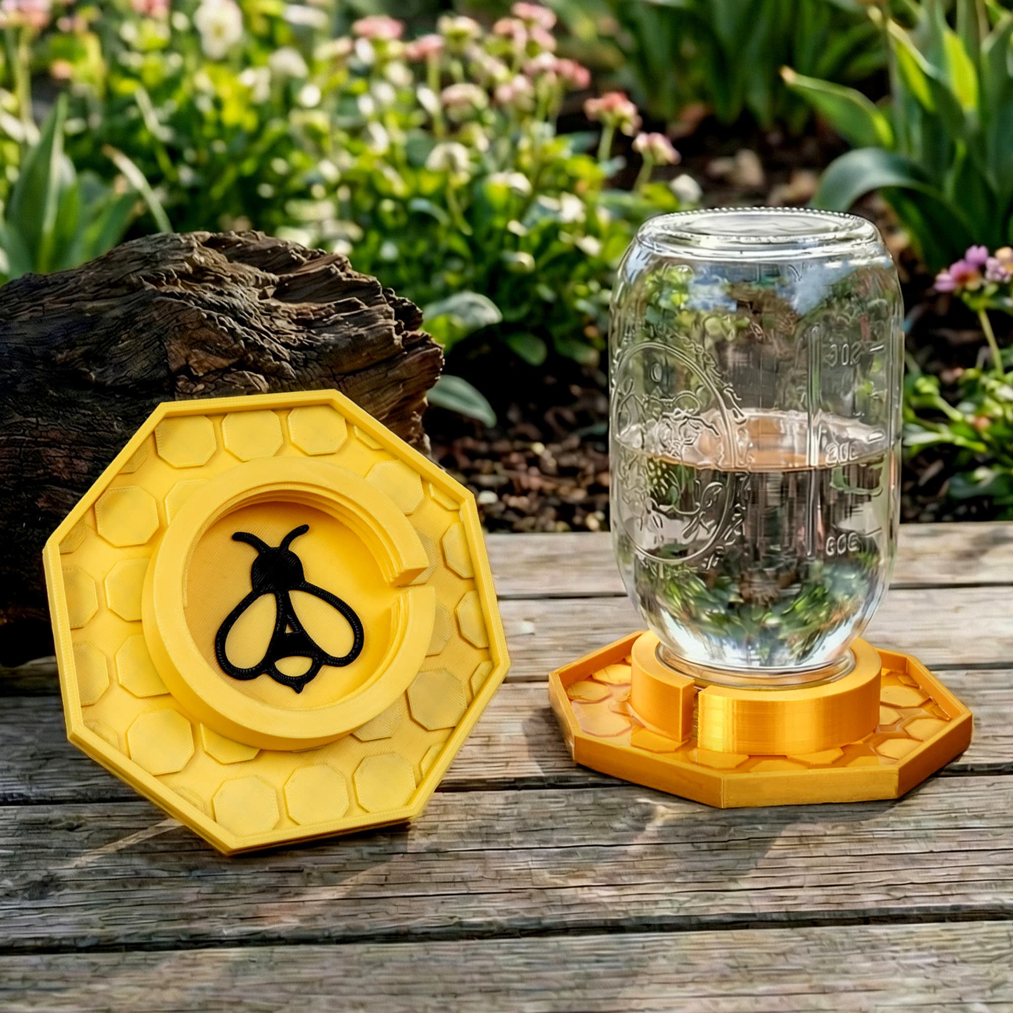 Henkilökohtainen monivärinen 3D painettu Bee nesteytysasema tekstillä Garden Decor syntymäpäivälahja puutarhanhoito ystävälle
