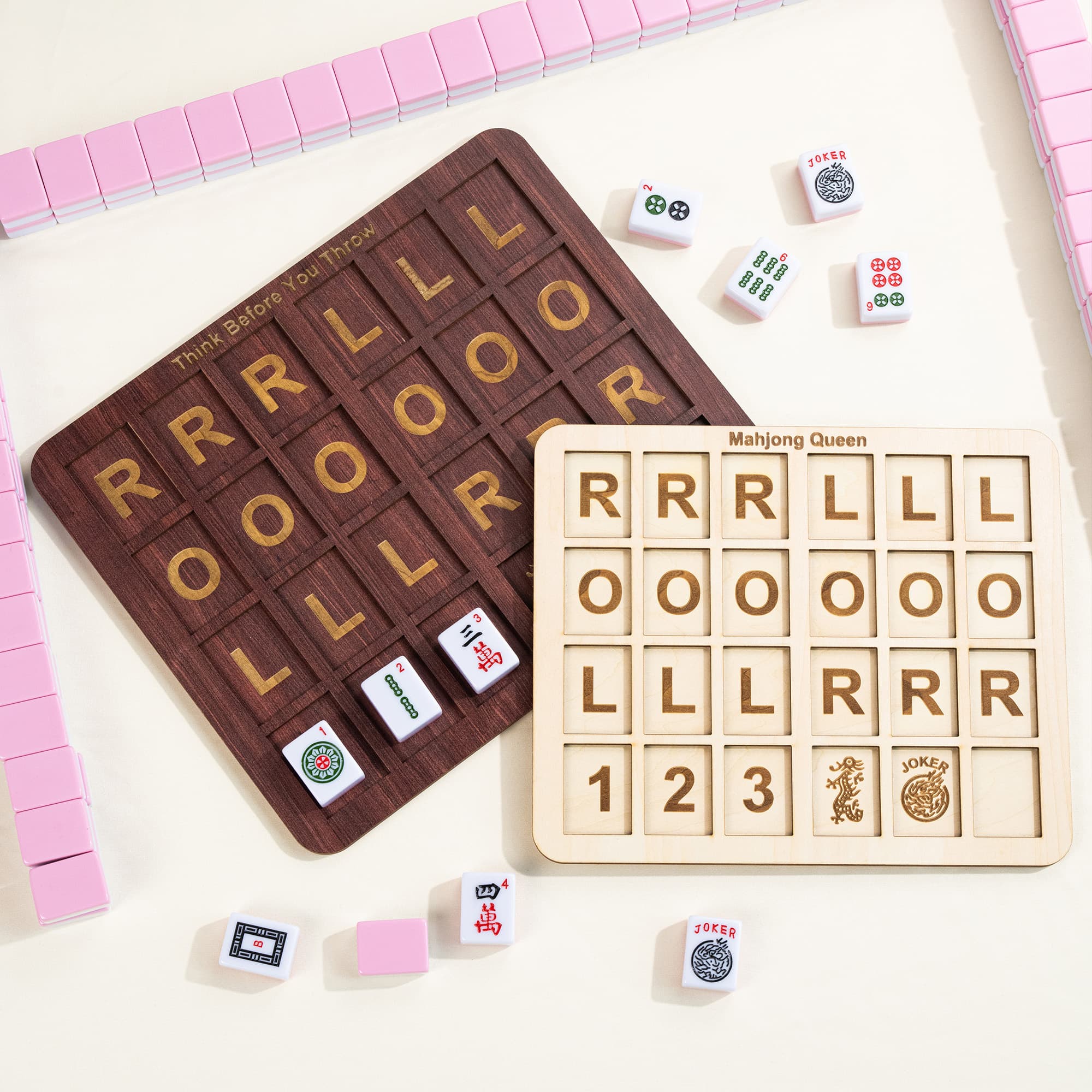 Henkilökohtainen klassinen puinen Mahjong Charleston harjoituslauta tekstillä Mahjong-turnaus Mahjong-ilta Lahja Mahjongin ystävälle
