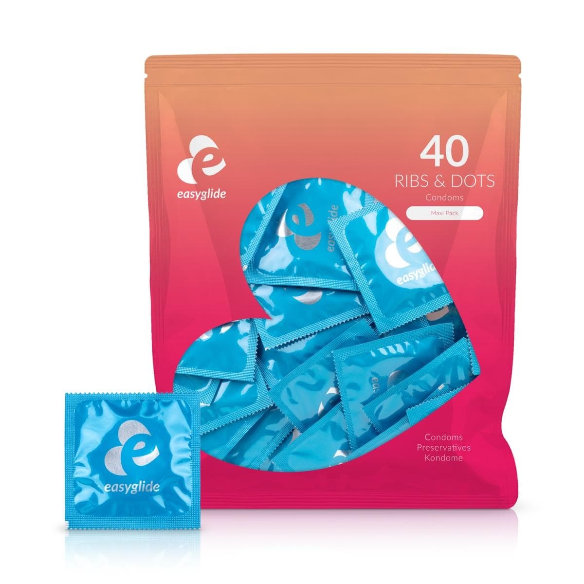 EasyGlide uurretut ja nystyröidyt kondomit 40 kpl
