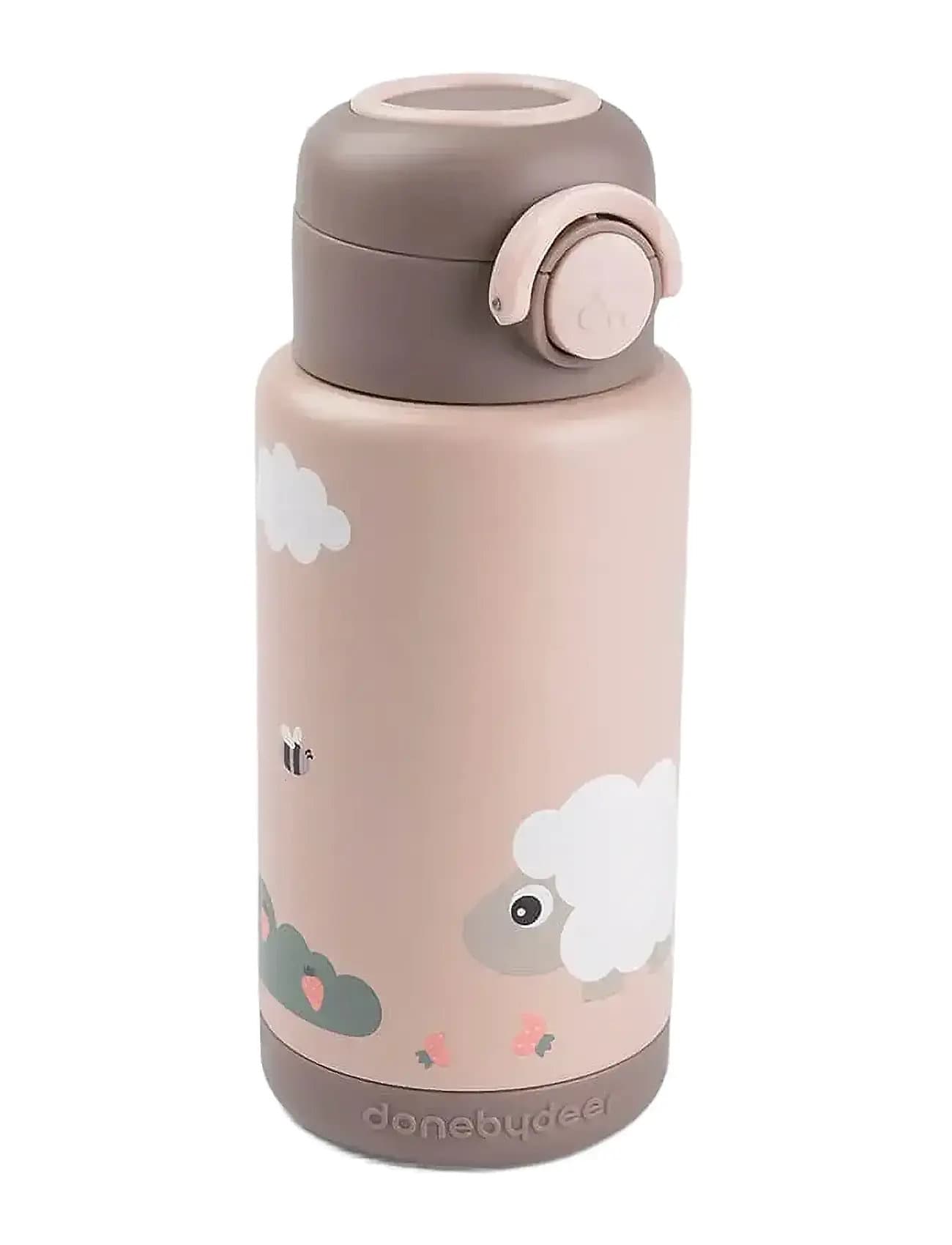 Done by Deer Insulated Bottle Tiny Farm Powder 340 Ml - Pink - Ø 7.5X 19CM.340ML