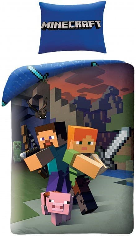 Lasten pussilakanasetti - Minecraft Steve ja Alex -pussilakanasetti 140×200 cm, 70×90 cm
