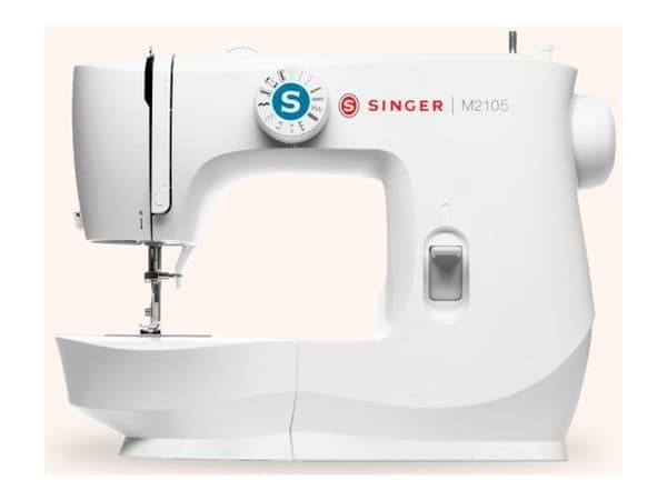 SINGER M2105, Valkoinen, Puoliautomaattinen ompelukone, Ompelu, 4-vaiheinen, Vipu, Rotaatio, Sähkö