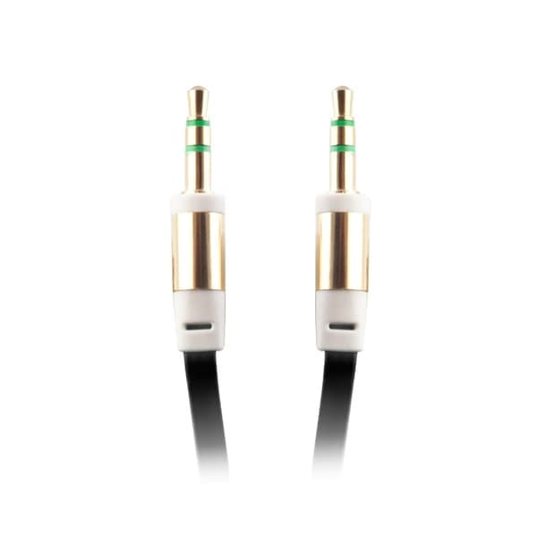 Litteä ja sotkeutumaton AUX-kaapeli 3,5 mm - 1m, musta (Ha-Ha)