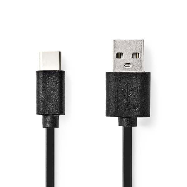Nedis USB kaapeli | USB 2.0 | USB-A Uros | USB-C™ Uros | 15 W | 480 Mbps | Niklattu | 3.00 m | Pyöreä | PVC | Musta | Label