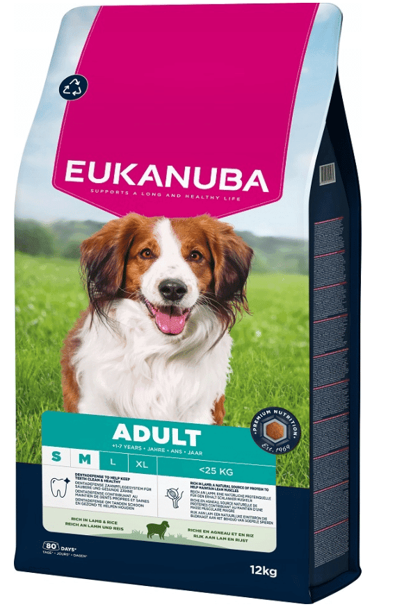 EUKANUBA kuiva koiranruoka pienille/keskikokoisille rotuille aikuisille lammas ja riisi 12 kg