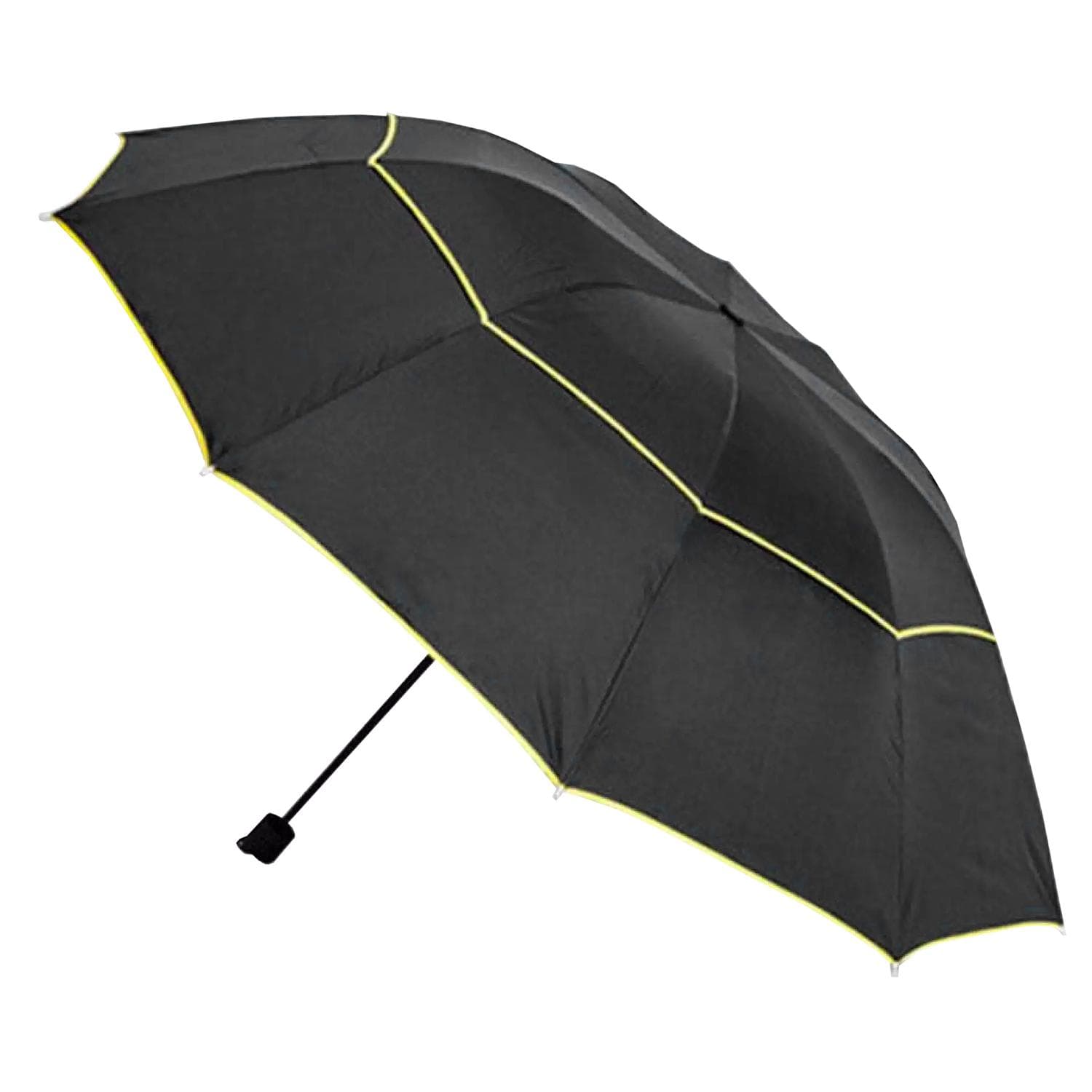 Sateenvarjo, Kompakti - 130 cm - Musta / Keltainen