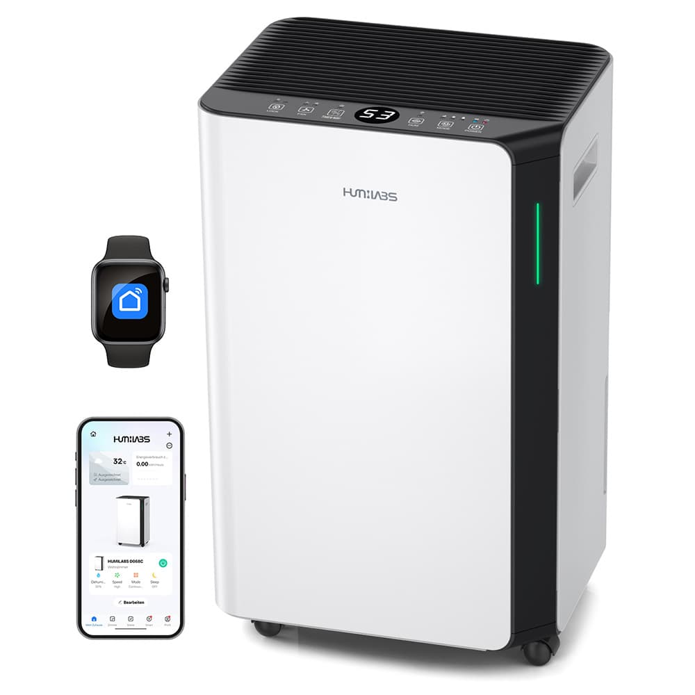 HUMILABS 20L Dehumidifier, Wi-Fi & App Control, 24H Timer, 4.5L Water Tank & Drain Hose, 3 Modes, Coverage Area 60㎡