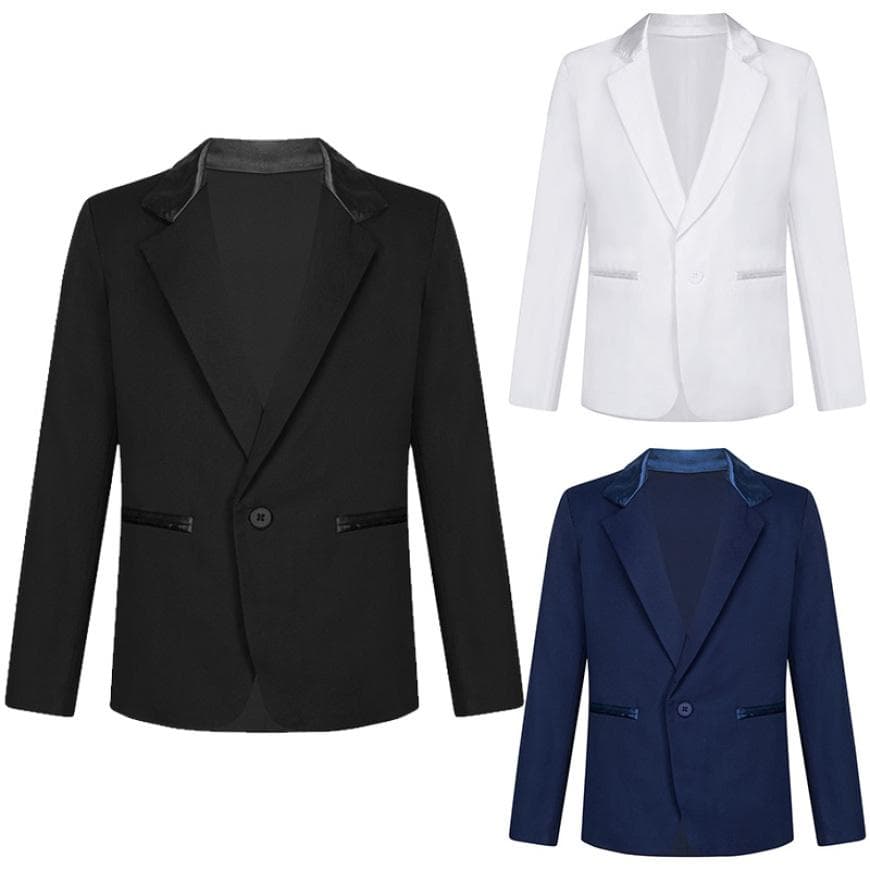 Kids Boys Gentleman Blazer Lapel One-Button Suit Jacket Outwear Formal Wedding Party Suit cm white