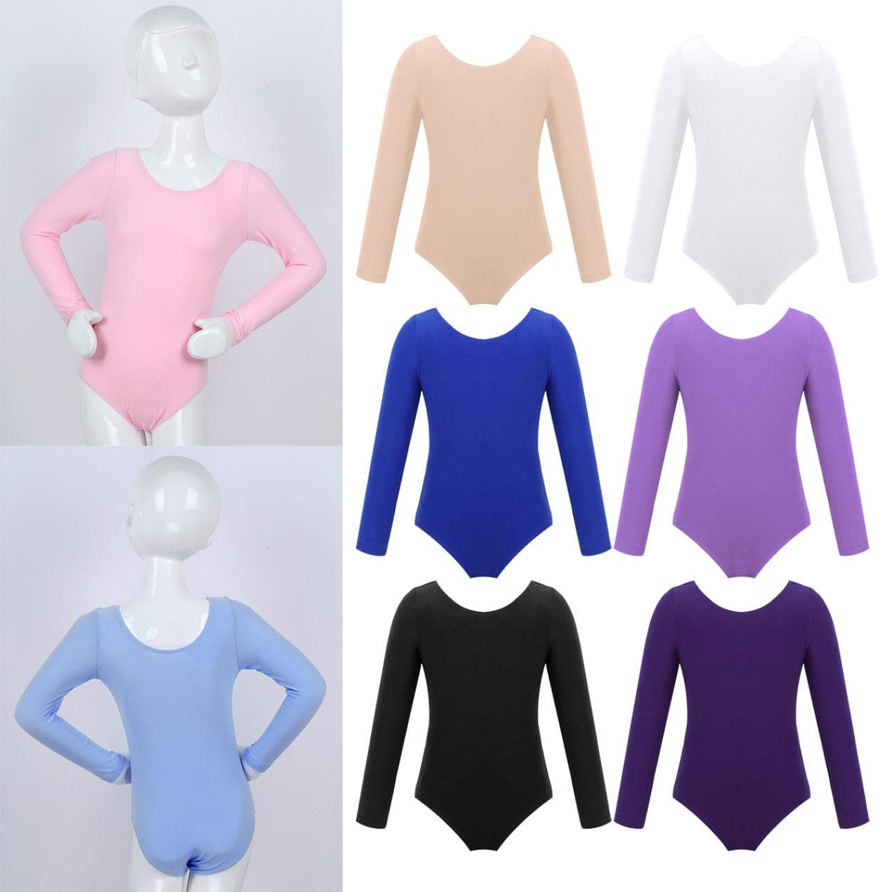 Toddler Kids Girls Gymnastics Ballet Long Sleeve Leotard Tutu Skirt Dance Wear Costume cm lavender