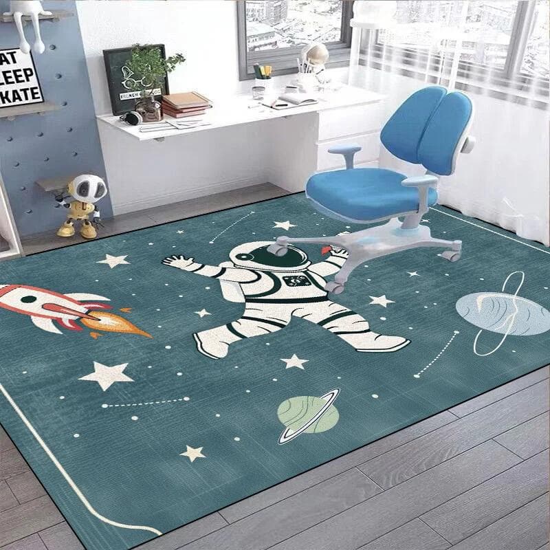 Space Astronaut Cartoon Carpets for Living Room Children Room Crawl Washable Non-slip Play Floor Mat Kids Bedroom Cloakroom Rugs