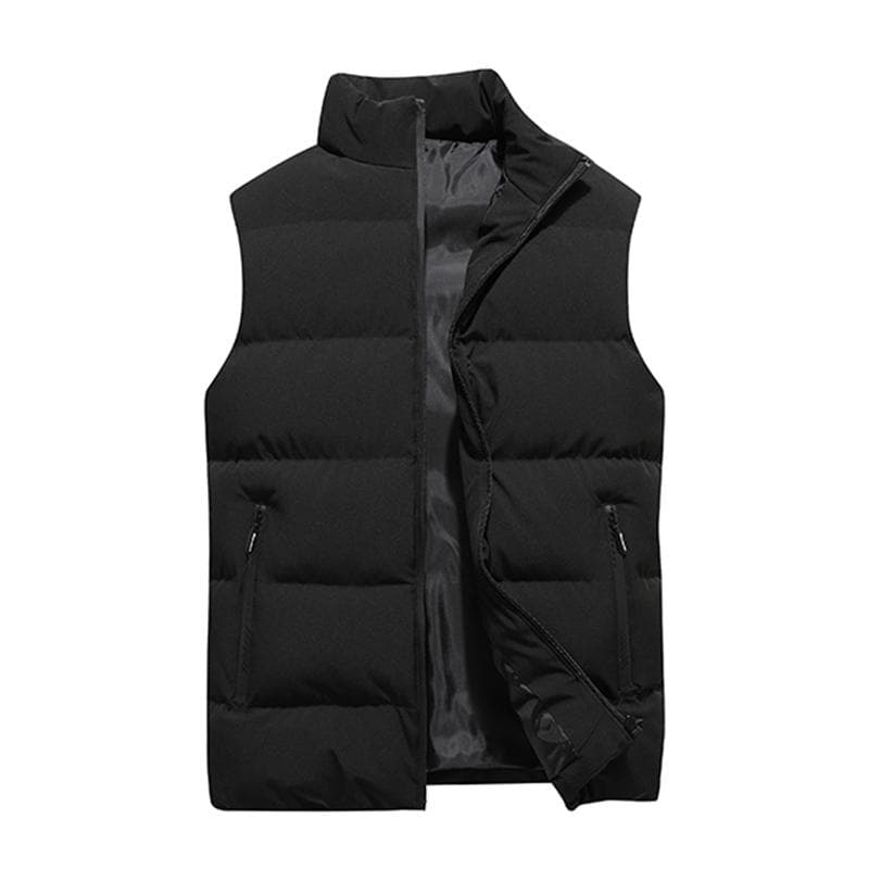Plus Size 8XL Autumn Winter Men Vest Jacket Mens Casual Windproof Waterproof Warm Vest Jacket Mens Fashion Casual Waistcoat Male cm black