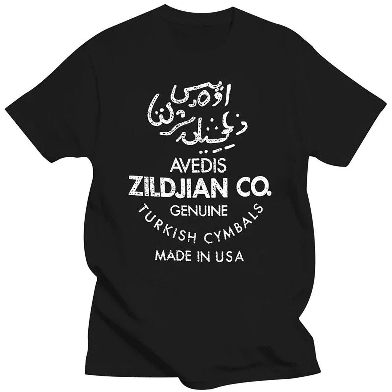 Vintage 80s ZILDJIAN Drum Kit Graphic Tee for Men Soft Cotton Short Sleeve Casual Round Neck T-Shirt with Unique Print Design cm