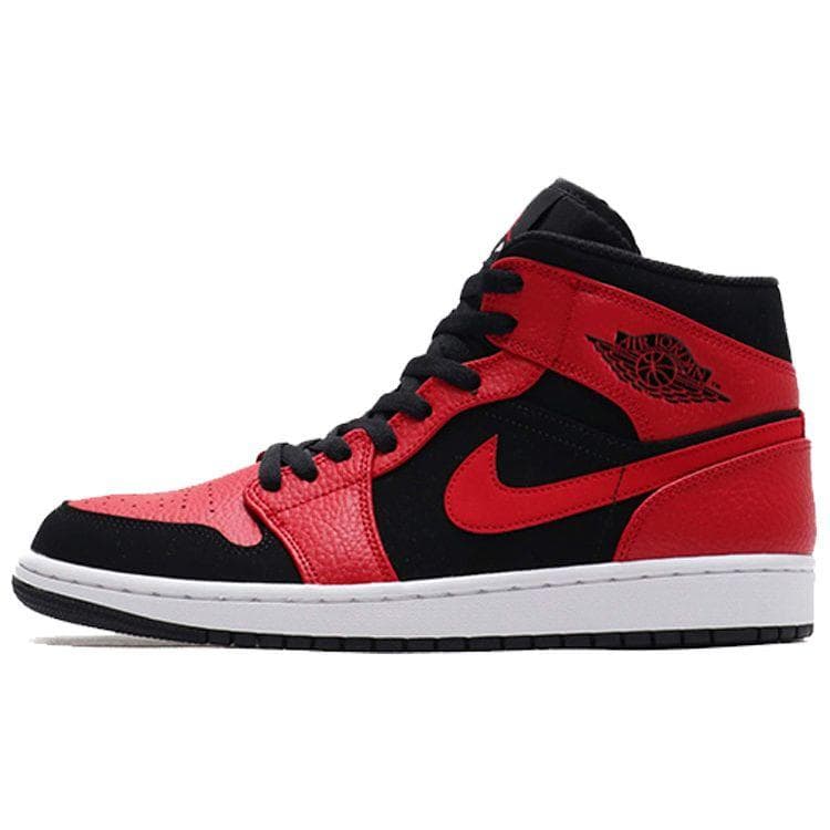 Air Jordan 1 Mid Bred Men Sneakers Black Gym-Red-White 554724-054 cm