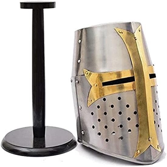 Brass Crusader Helmet | Medieval Metal Knight Helmets | PREMIUM QUALITY with Fitted LEATHER LINER