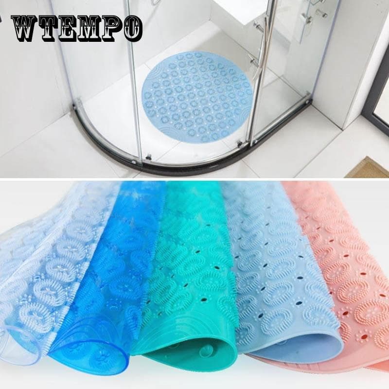 Round Bathroom Non-slip Mat Environmentally Friendly Shower Room Bath Mat Toilet Mat Bathroom Waterproof Mat with Suction Cup