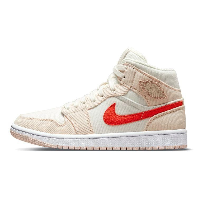 Air Jordan 1 Mid SE Corduroy Women Sneakers Cream Sail Orange-Quartz DA8009-108 cm