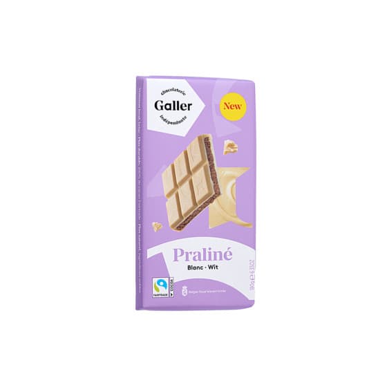 Valkosuklaalevy praliinitäytteellä Galler Blanc Praline, 180 g