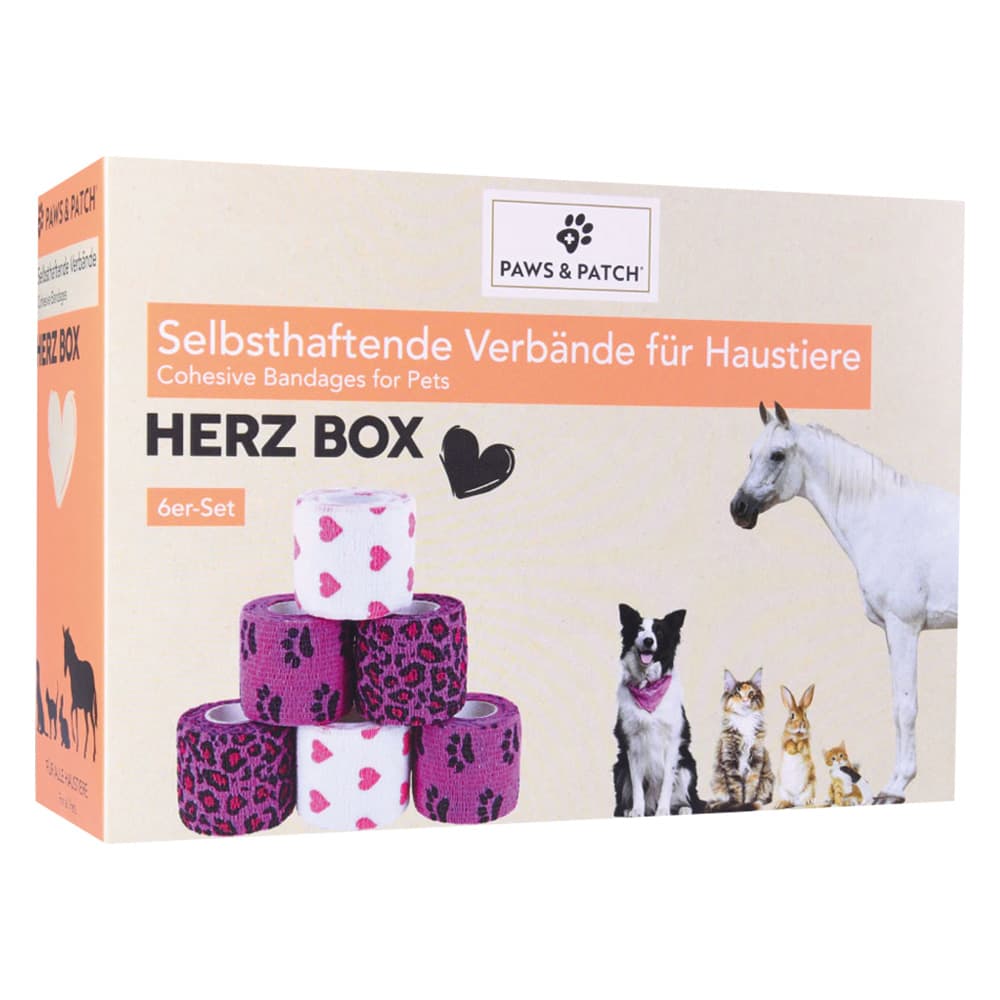 6x PAWS & PATCH liimalaastarit Box Heart