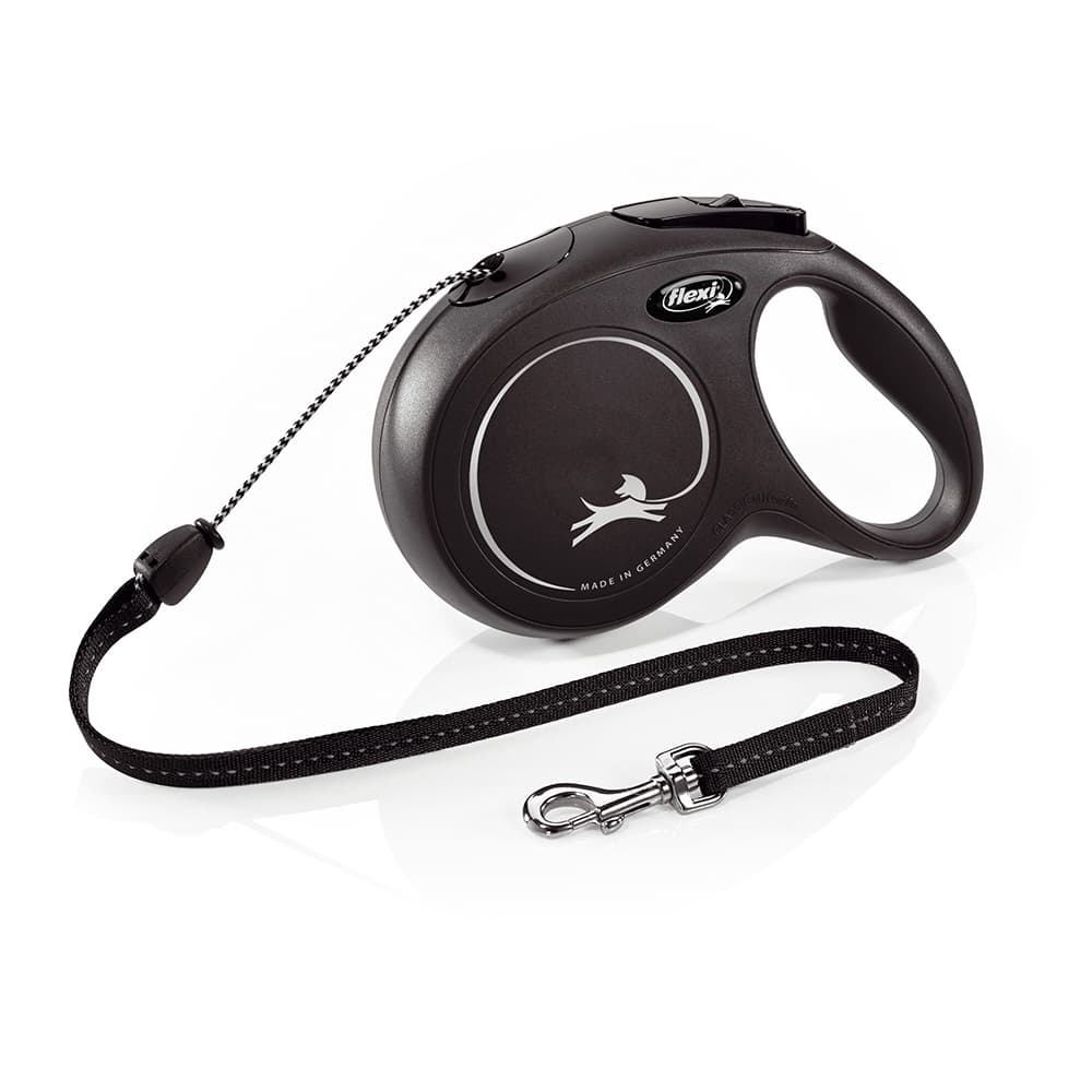 flexi New Classic -narutalutin, M, musta, 8 m