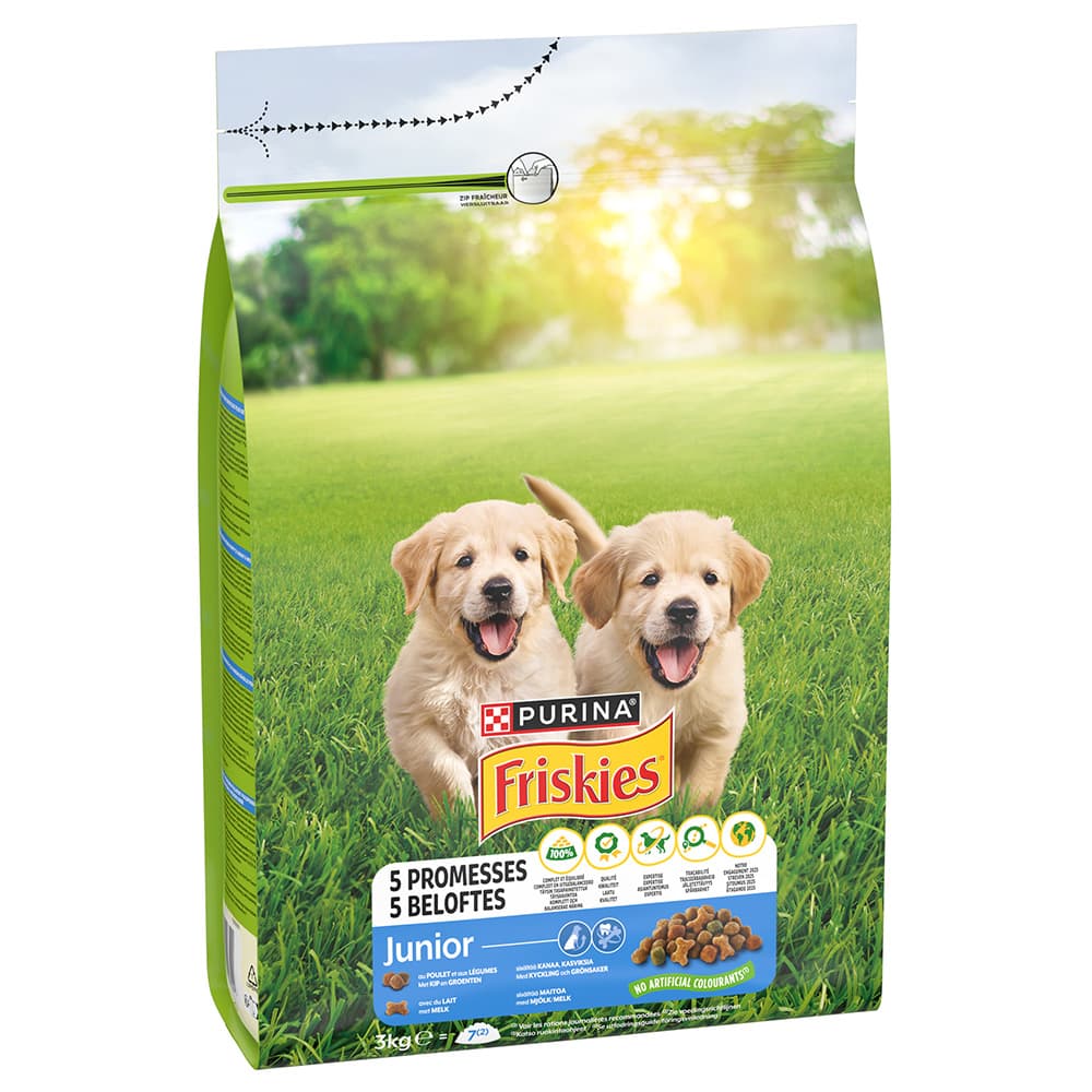 3x3kg Junior kana & kasvikset Purina Friskies koiran kuivaruoka