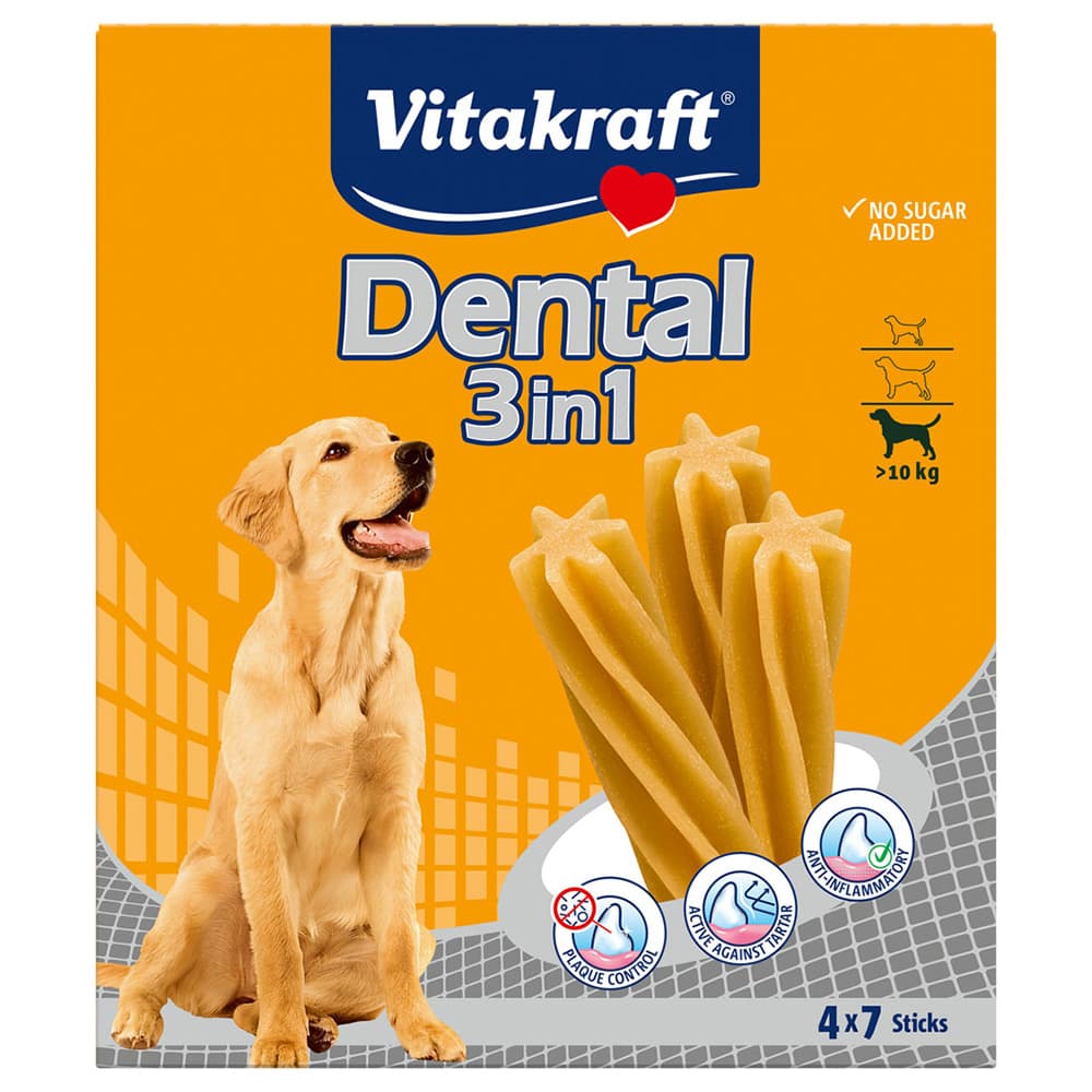 4x180g Dental 3in1 medium monipakkaus Vitakraft koiralle