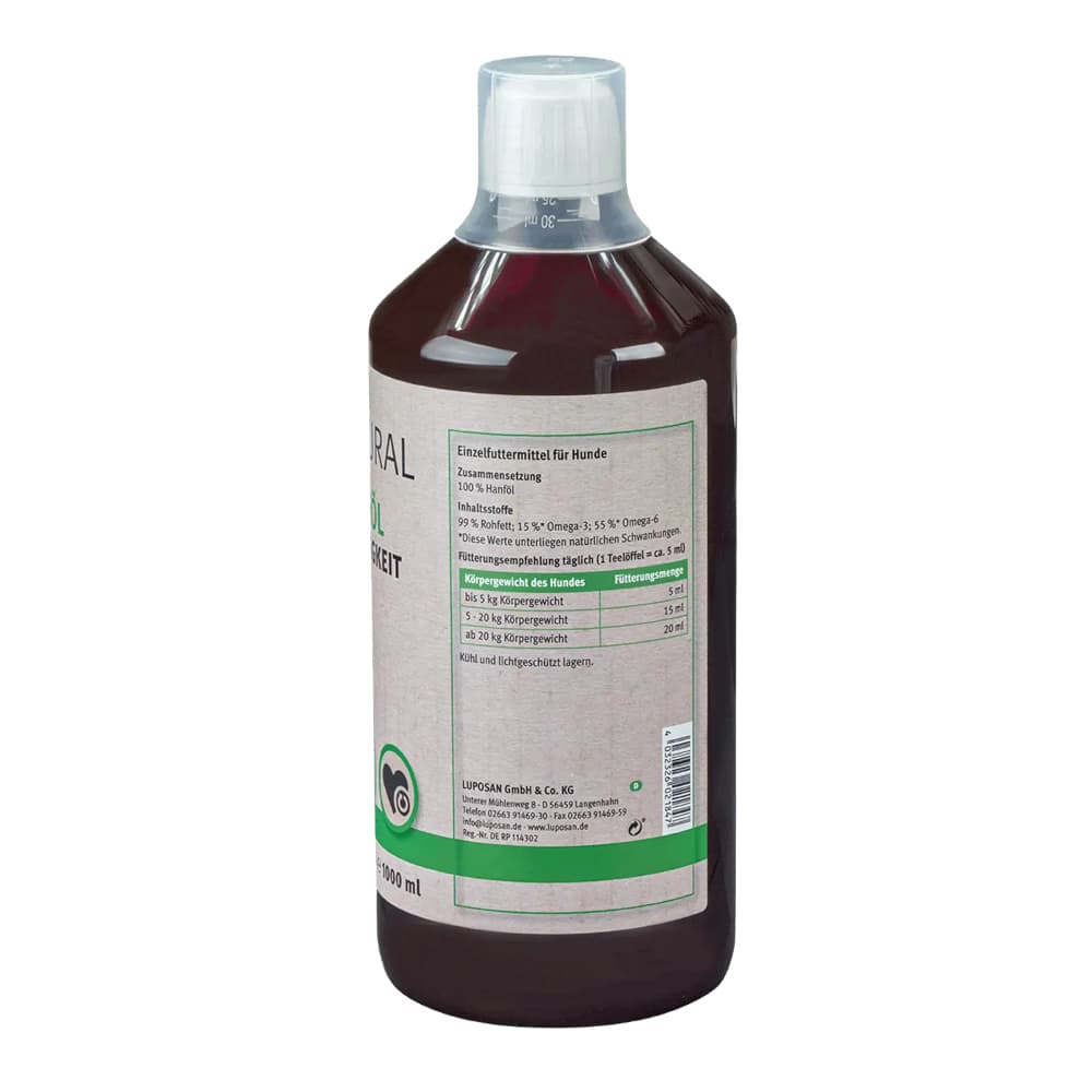 1000ml LUPO NATURAL -hamppuöljy lisäravinto koirille