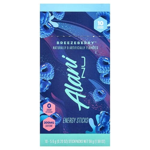 Alani Nu, Energiatikut, Breezeberry™, 10 tikkupussia, 5,6 g/kpl