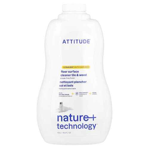 ATTITUDE, Lattianpuhdistusaine, laatoille ja puulle, sitrushedelmien kuori, 1,04 l