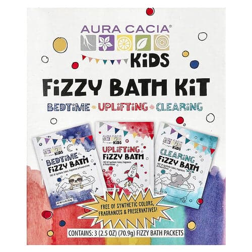 Aura Cacia, Lasten poreileva kylpysetti, erilaisia, 3 pussia, 70,9 g/pussi