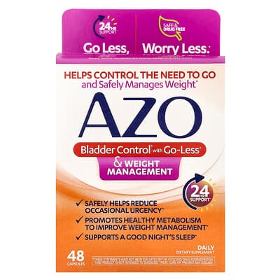 AZO, Bladder Control® Go-Less® -valmisteella ja painonhallintaan, 48 kapselia